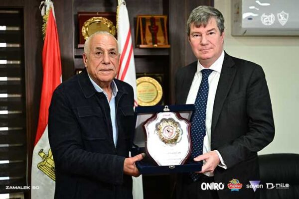 Zamalek president receives Belgian ambassador in Egypt