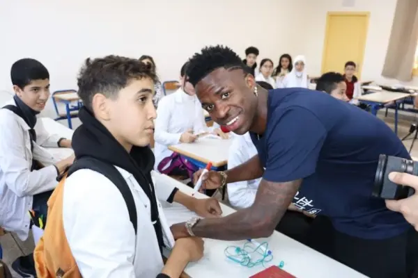 Real Madrid star Vinicius Junior's visit to Marrakech and meeting with school students