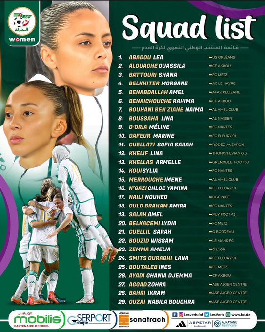 Algeria's women's national team: 29 players called up for next training camp