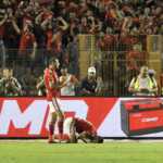 Youssef Belaïli reacts after being sent off in Setif match