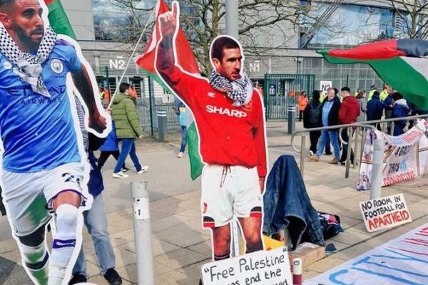 Manchester City fans rally behind Palestine with Riyad Mahrez sculpture