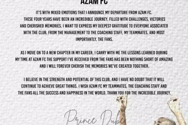 Zimbabwean striker Prince Dube officially bids farewell to Azam FC