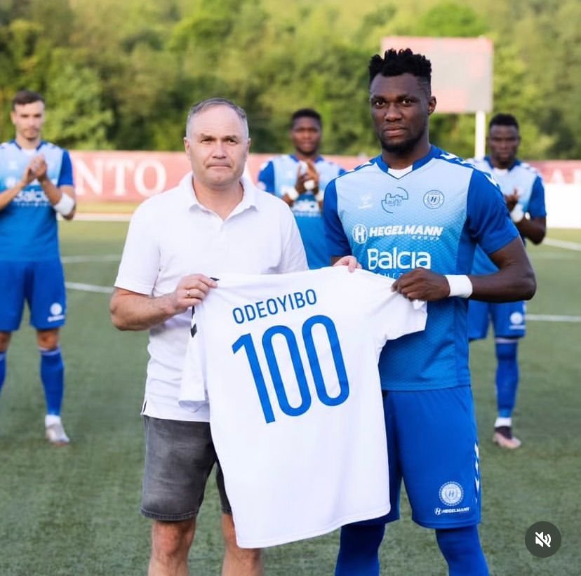 Samuel Odeoyibo celebrates 100th appearance for FC Hegelmann