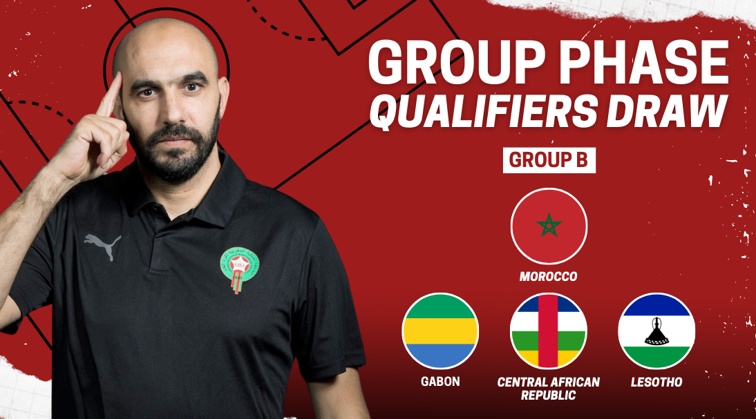 Morocco draws Gabon, Central African Republic, and Lesotho in AFCON 2025 Qualifiers