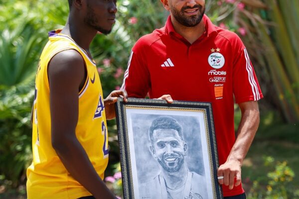 Togolese artist gifts portrait to Algeria captain Riyad Mahrez