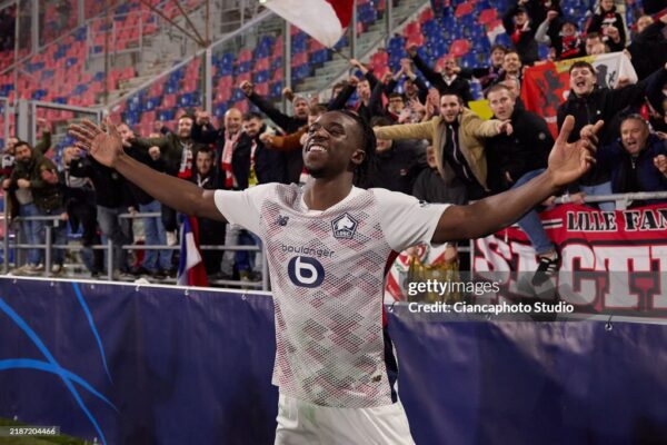DR Congo midfielder Ngal’ayel Mukau shines with brace in Lille’s triumph over Bologna