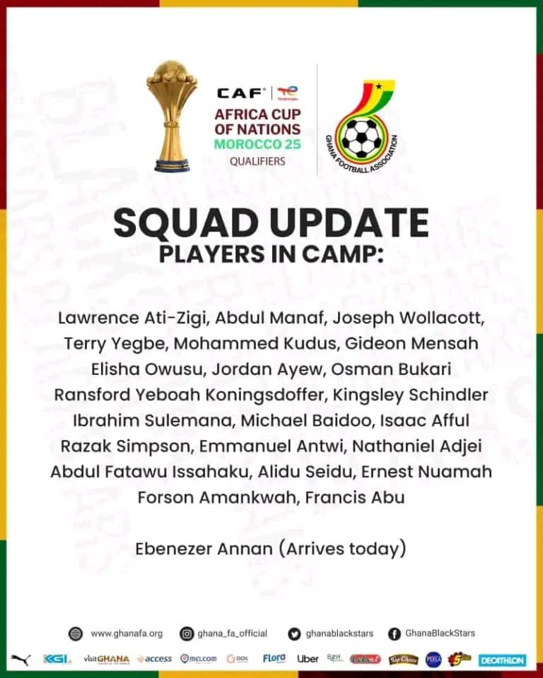 Black Stars strengthen camp as key players arrive for AFCON 2025 qualifiers