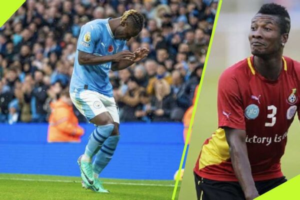  Jeremy Doku honours Asamoah Gyan by mimicking the Ghana legend's famous celebration