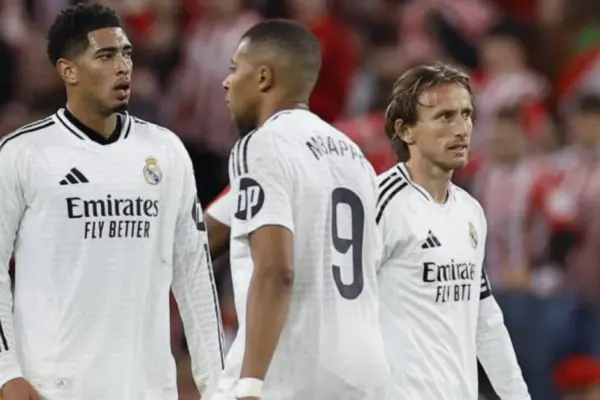 Luka Modric offers words of wisdom to Kylian Mbappé after San Mamés defeat