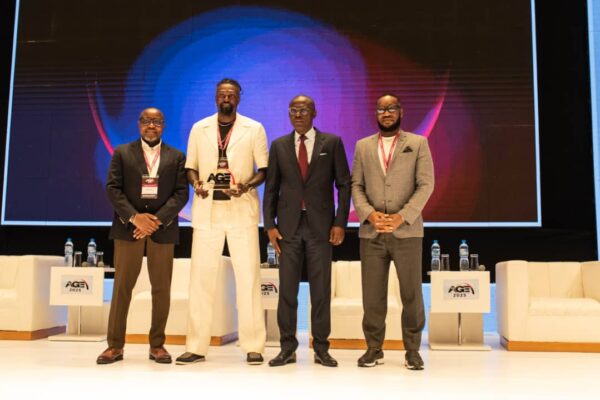 Emmanuel Adebayor receives award in Lagos