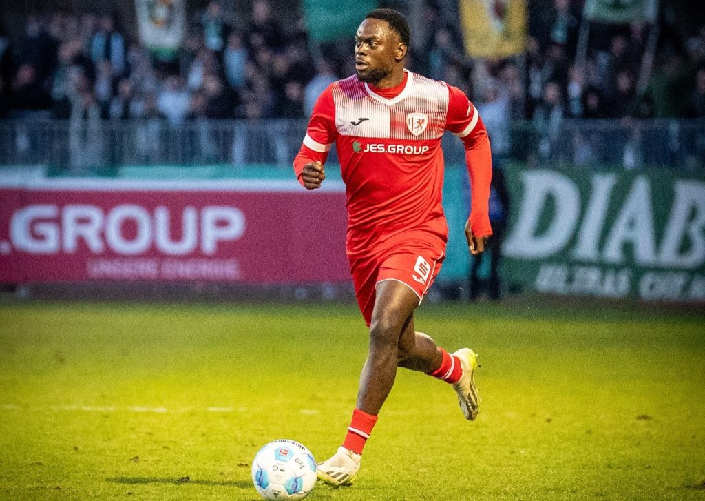 Congolese forward Rudolf Ndualu and Greifswalder held to stalemate against Chemie Leipzig