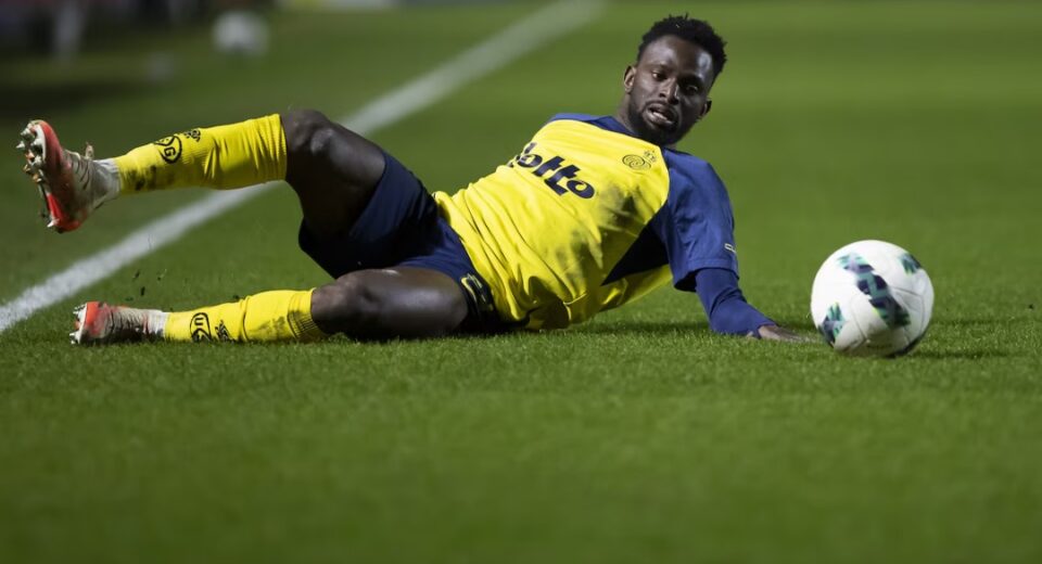 Union Saint-Gilloise's Ousseynou Niang collapses on the pitch but declared stable