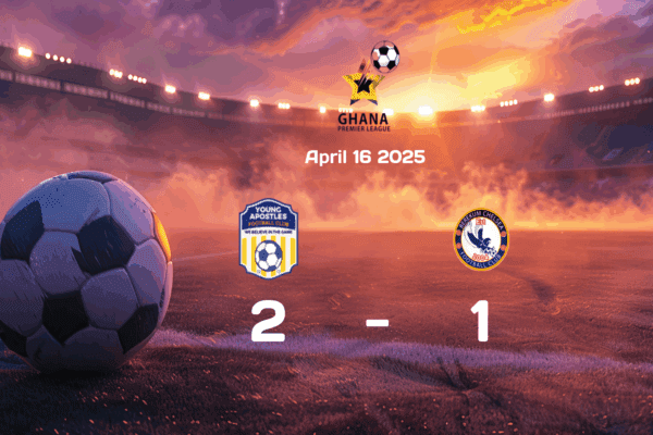 Young Apostles Triumph Over Berekum Chelsea with a 2-1 Victory in English Premier League Match on 2025-04-16