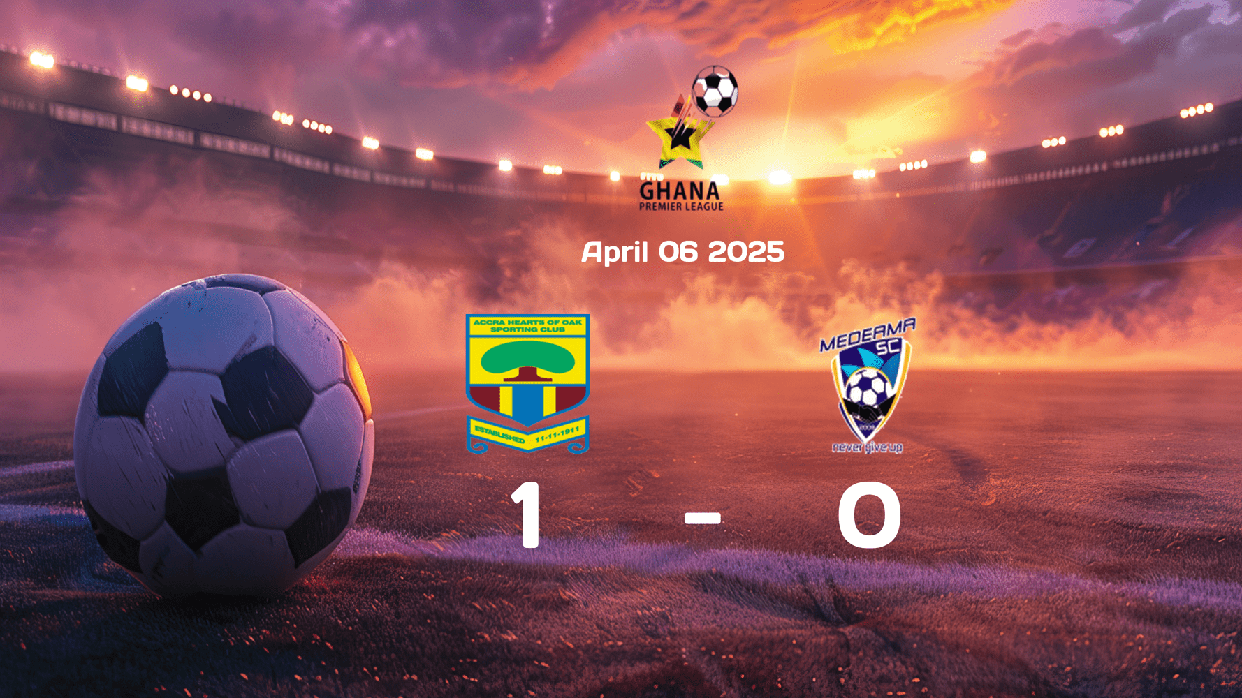 Hearts of Oak Secure 1-0 Victory Over Medeama in Exciting English Premier League Clash on 2025-04-06