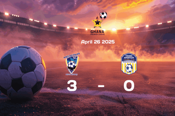 Medeama Dominates Young Apostles with 3-0 Victory in 2025 English Premier League Match