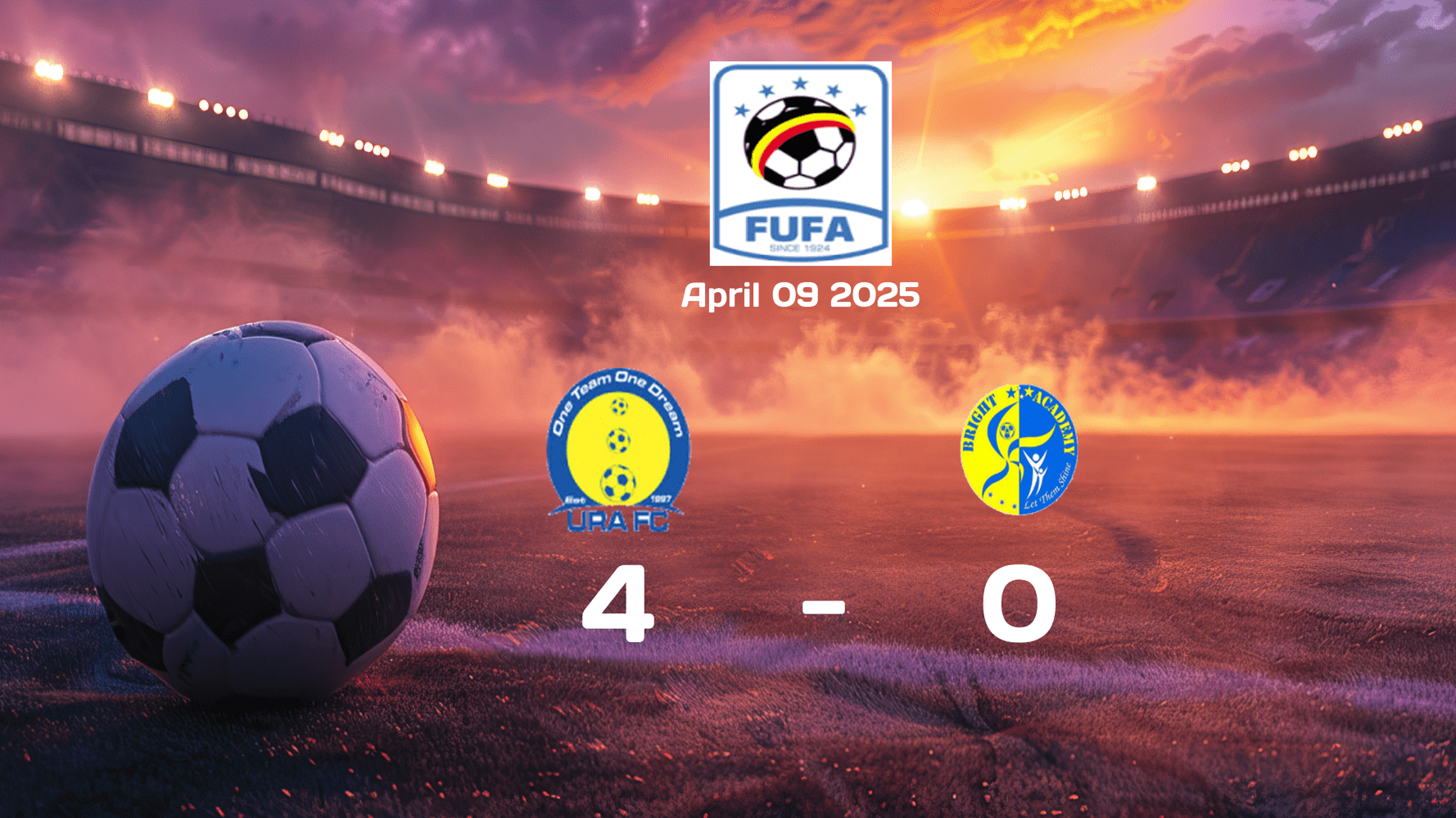 URA vs Bright Stars: URA Dominates with 4-0 Victory in English Premier League Match on 2025-04-09