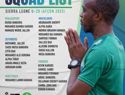 Sierra Leone names 26-man squad for U20 Africa Cup of Nations in Egypt