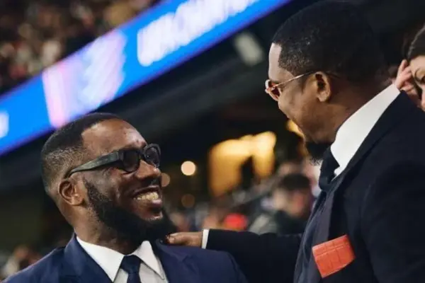 Africa football greats Jay-Jay Okocha and Samuel Eto’o attend PSG-Arsenal Champions League clash in Paris