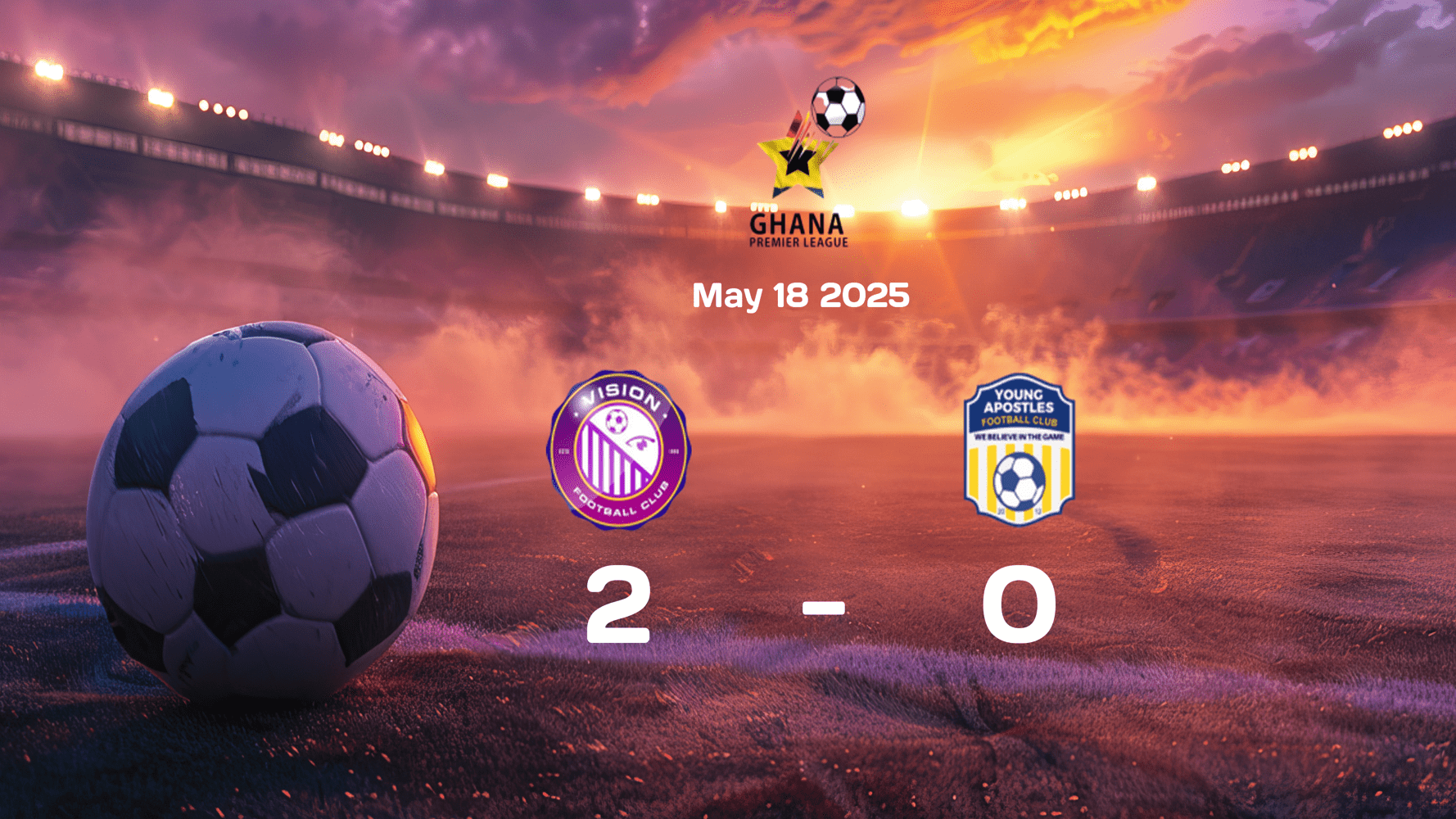 Vision Outplays Young Apostles 2-0 in Exciting 2025-05-18 English Premier League Match