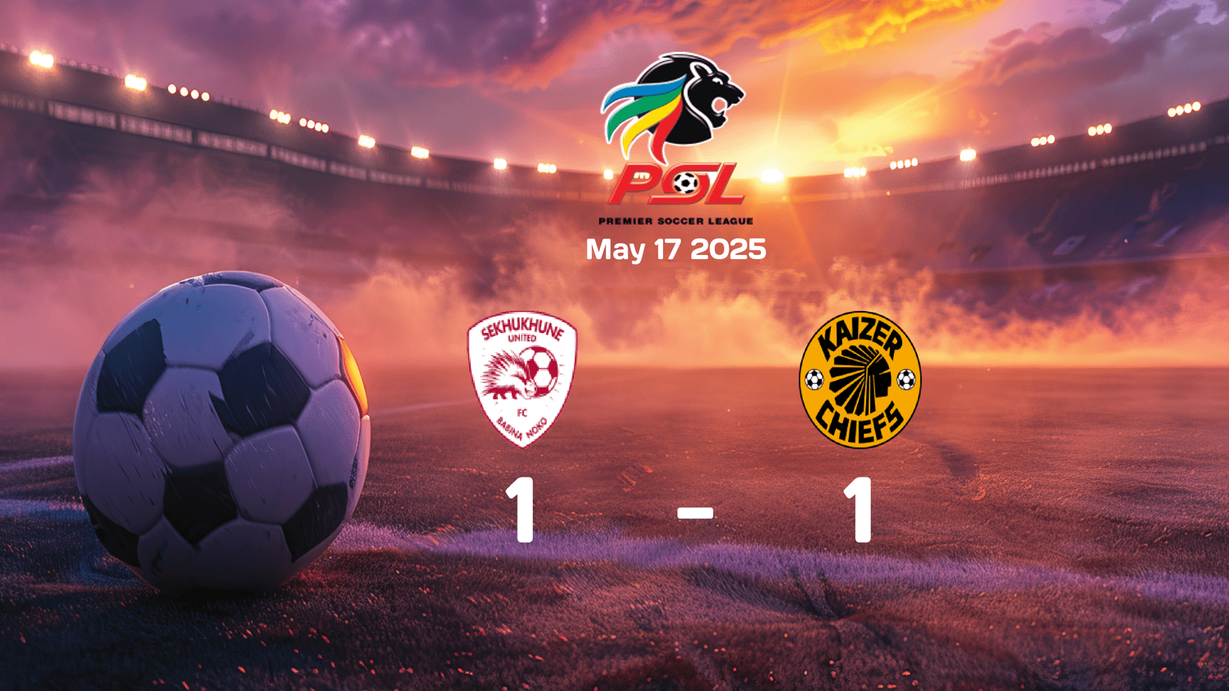 Sekhukhune United vs Kaizer Chiefs Ends in 1-1 Draw in Exciting Premier Soccer League Showdown on 2025-05-17