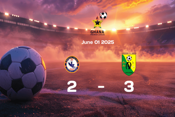 Berekum Chelsea vs Bibiani Gold Stars 2-3 Thriller in English Premier League Clash on 2025-06-01