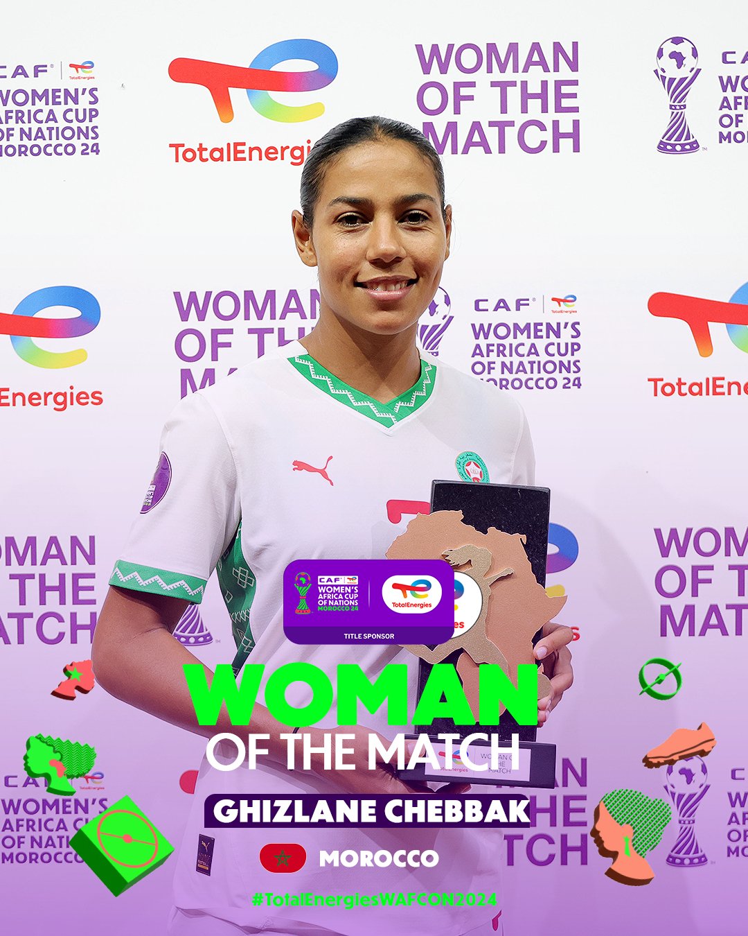 2024 WAFCON: Morocco’s Ghizlane Chebbak named WoTM after hat-trick against D.R Congo
