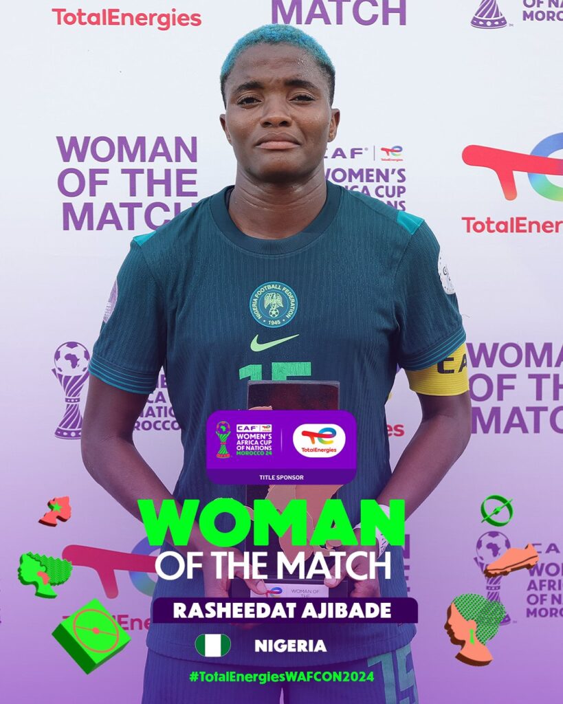  Gwe3NSZW8AAUn9R   2024 WAFCON Nigeria captain Rasheedat Ajibade named MVP after semi final win against South Africa   AfricaSoccercom