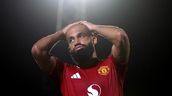 Cameroonian forward Bryan Mbeumo scores in Manchester United’s EFL Cup defeat to Grimsby