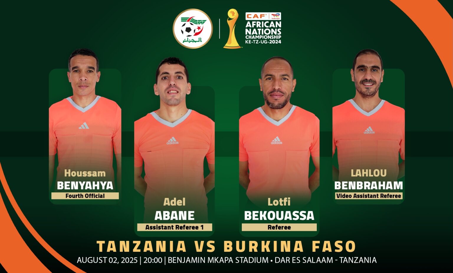 Algerian refereeing quartet appointed for CHAN 2024 opener between Tanzania and Burkina Faso