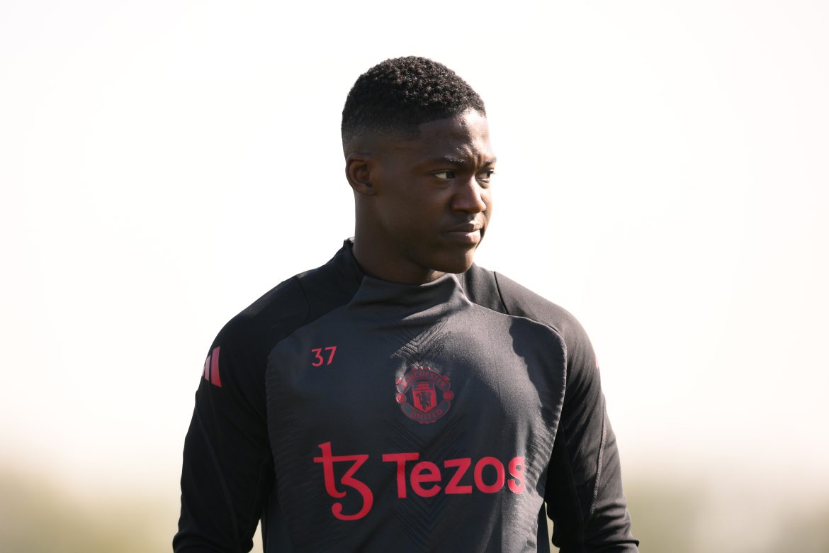  manchester united training session and press conference uefa europa league 2024 25 quarter final first leg 1170x780   Marseille express firm interest in English Ghanaian midfielder Kobbie Mainoo   AfricaSoccercom