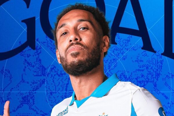 Gabon forward Pierre-Emerick Aubameyang scores to propel Marseille to 2-1 win against Strasbourg
