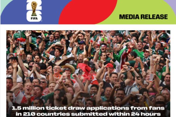 FIFA World Cup 2026: more than 1.5 million ticket draw applications submitted within 24 hours