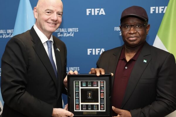 FIFA President Gianni Infantino meets Sierra Leone's President Bio in New York