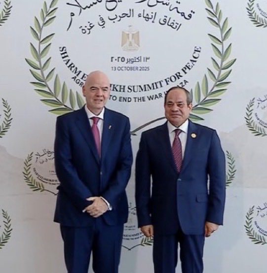 20251013 155917   FIFA President Gianni Infantino attends Donald Trumps Gaza peace summit in Sharm El Sheikh   AfricaSoccercom