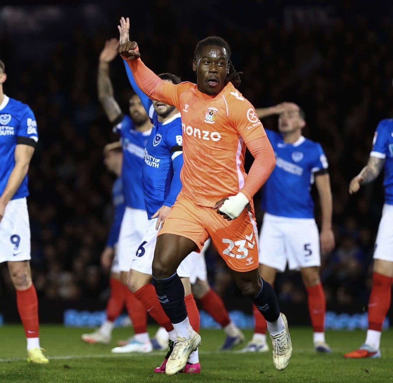 Ghana attacker Brandon Thomas-Asante scores brace to secure Coventry’s 2-1 win over Portsmouth
