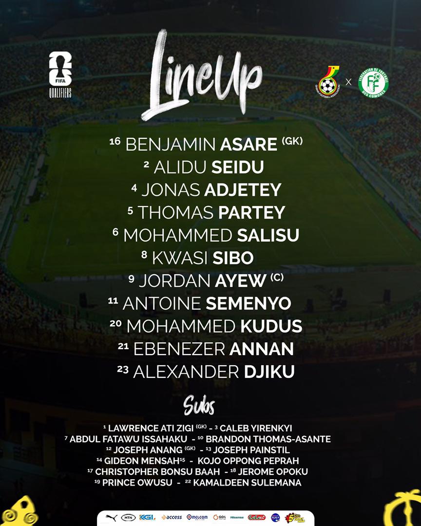 2026 WCQ: Black Stars name starting XI against Comoros