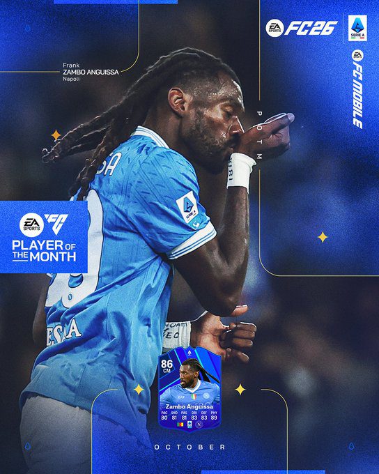 Cameroon star Frank Anguissa named Serie A Player of the Month for October