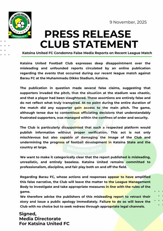 Katsina United firmly deny assault on Ghana’s Nana Kwame Abraham in Nigerian league match Katsina United firmly deny assault on Ghana’s Nana Kwame Abraham in Nigerian league match