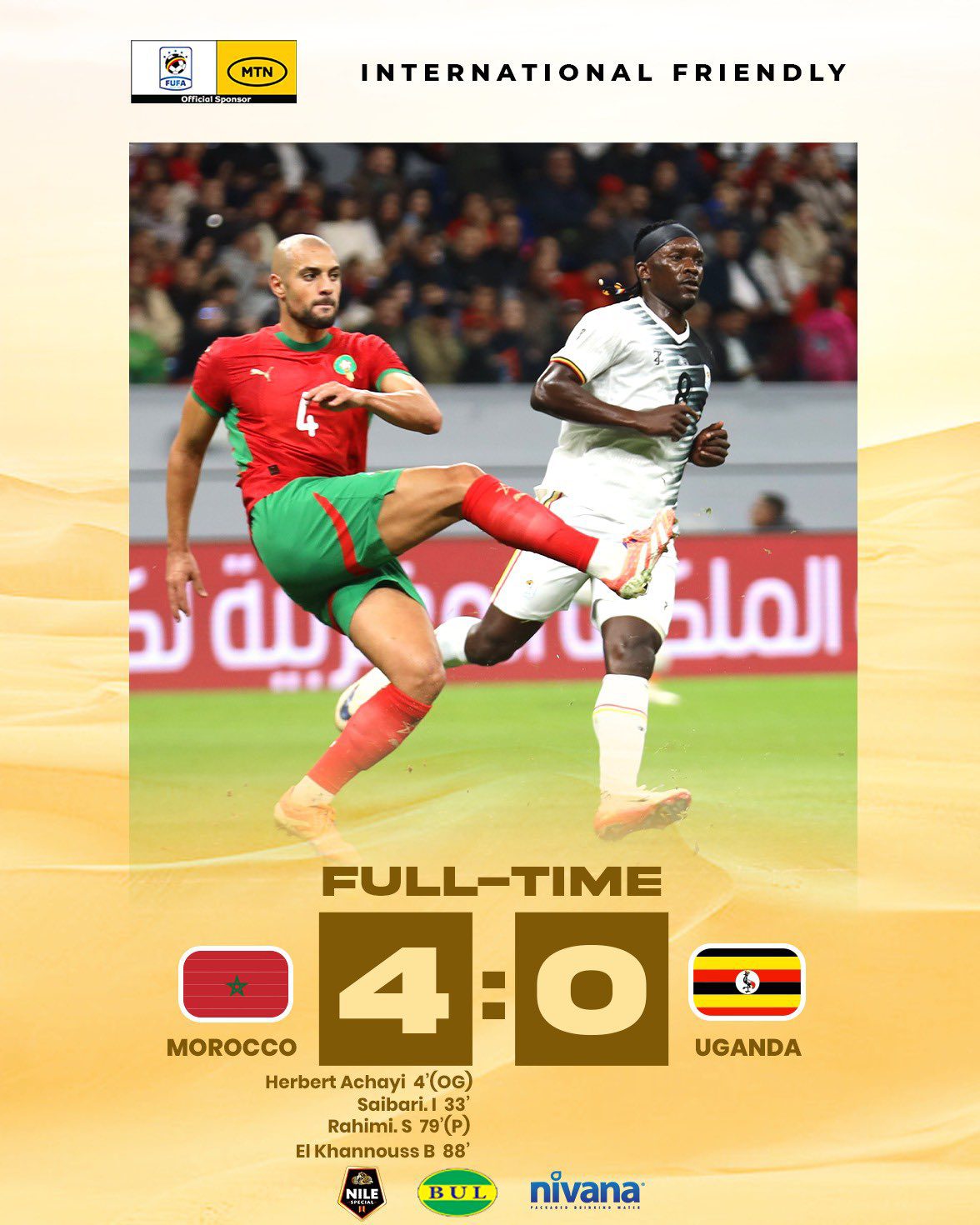 Morocco hammer Uganda 4-0 in pre-AFCON warm up game