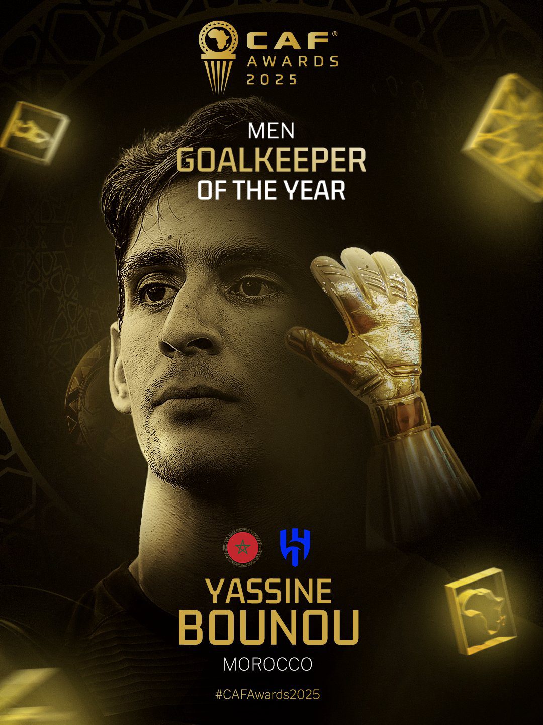 2025 CAF Awards: Yassine Bounou wins Goalkeeper of the Year award