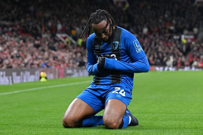 EPL: Ghana's Antoine Semenyo nets seventh league goal as Bournemouth draw 4-4 with Manchester United