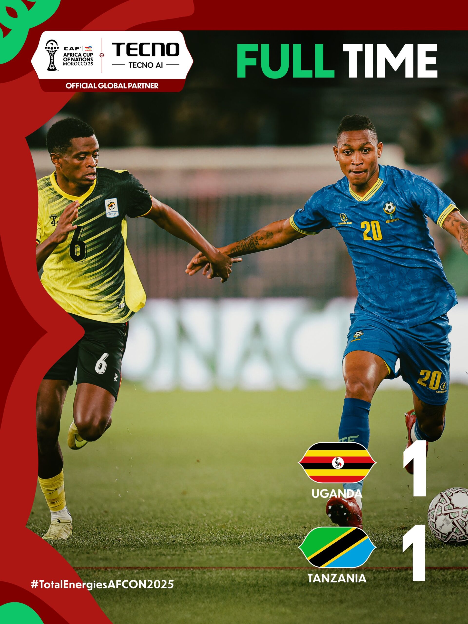  G9MtraYXAAAta8Q   AFCON 2025 Allan Okellos late penalty miss costs Uganda in 1 1 draw with Tanzania   AfricaSoccercom