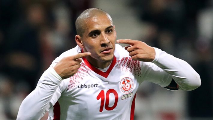  Wahbi Khazri 710x400   2019 AFCON preparation Tunisia dominates Iraq   AfricaSoccercom
