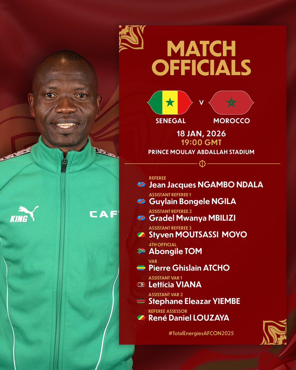  WhatsApp Image 2026 01 17 at 204957   AFCON 2025 DR Congo referee Jean Jacques Ndala to officiate Senegal vs Morocco final   AfricaSoccercom