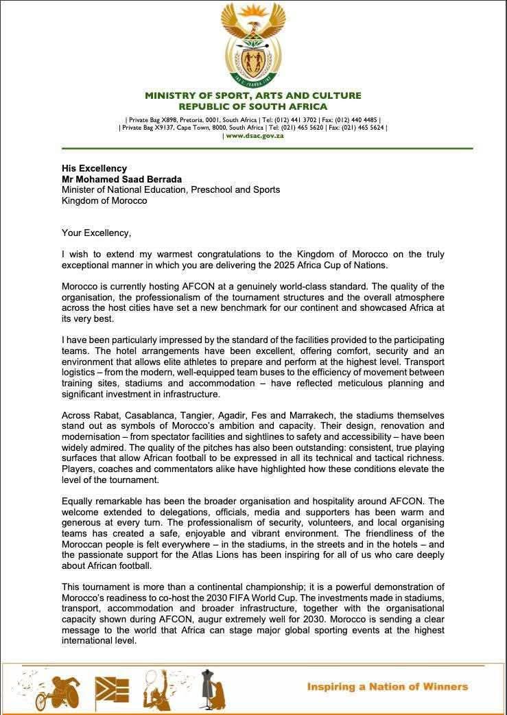 South Africa Sports Minister Gayton McKenzie hails Morocco’s AFCON 2025 organization