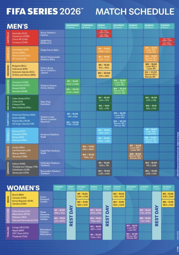 FIFA Series 2026™ match schedule now available