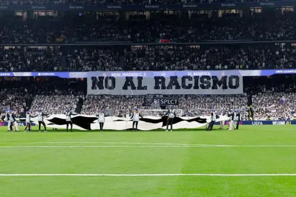 A banner saying 'no to racism' in Spanish was displayed before kick off at Real Madrid