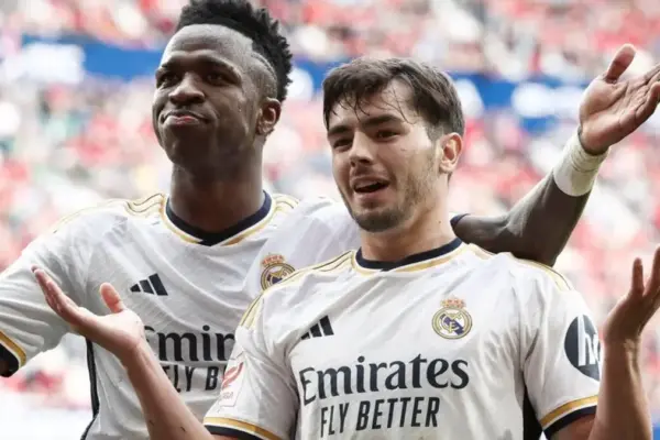 Brahim Diaz stands with Vinicius Junior after Benfica racism incident