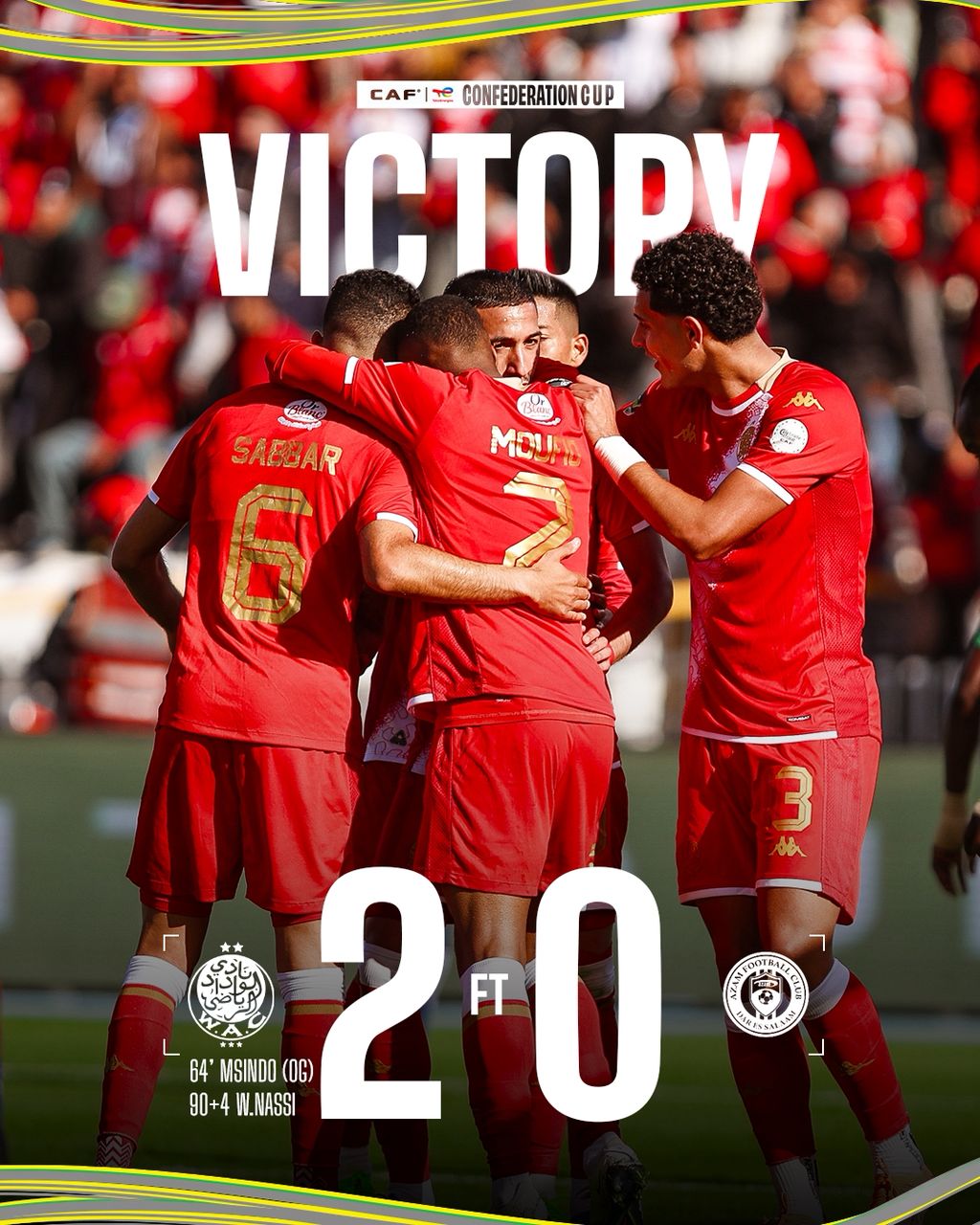 fcdbcad2 fecc 4d4f aeb2 ff6d3a22324a AfricaSoccercom fcdbcad2 fecc 4d4f aeb2 ff6d3a22324a CAF Confederation Cup Wydad AC beat Azam FC 2 0 in final group clash AfricaSoccercom