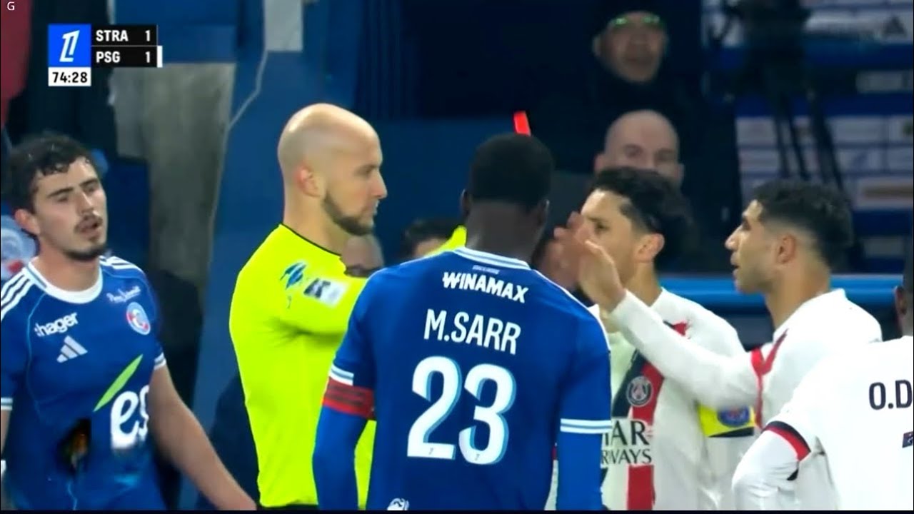  maxresdefault 1   Achraf Hakimi handed suspension after red card against Strasbourg   AfricaSoccercom